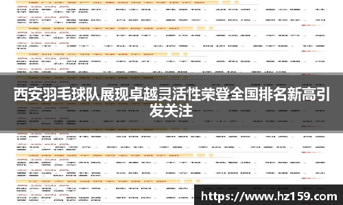 西安羽毛球队展现卓越灵活性荣登全国排名新高引发关注