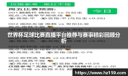 世界杯足球比赛直播平台推荐与赛事精彩回顾分析