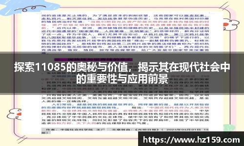 探索11085的奥秘与价值，揭示其在现代社会中的重要性与应用前景